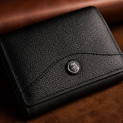 🛡️ Portefeuille en Cuir Noir Grainé